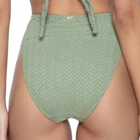 NWT PilyQ Hillary High Waist Shimmer Bikini Bottom in Aquarius Sz. M - Picture 7 of 8